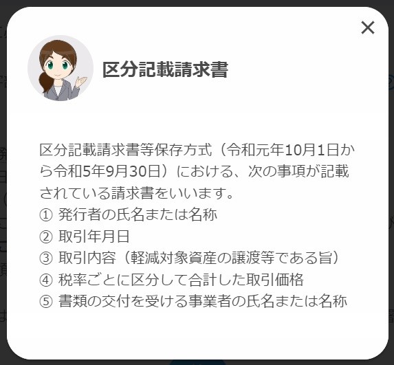 区分記載請求書、記載事項